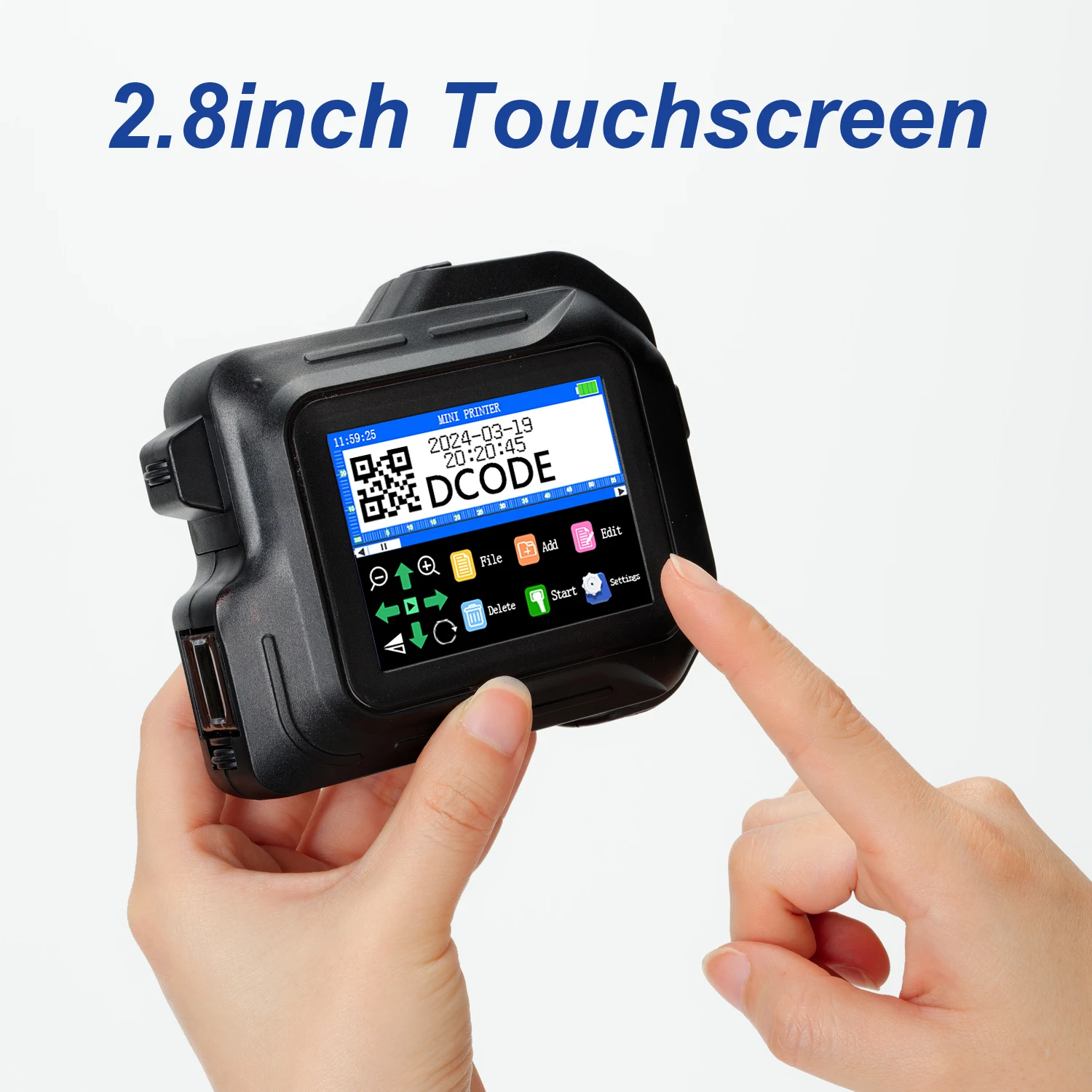 Imagem -04 - Dcode-impressora a Jato de Tinta Portátil Mini Impressora Portátil Código de Barras qr Logotipo Data Codificação de Imagem 28 Touchscreen 127 mm Dc98