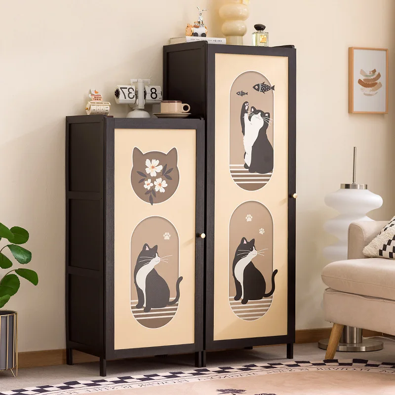 Bookshelf Shelf Floor-to-ceiling with door Household multi-layer living room cabinet Locker Narrow