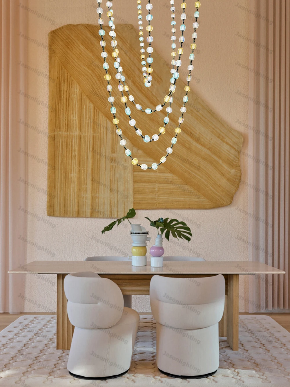 Colorized DIY Glass Long Strap High Ceiling Gold Chrome