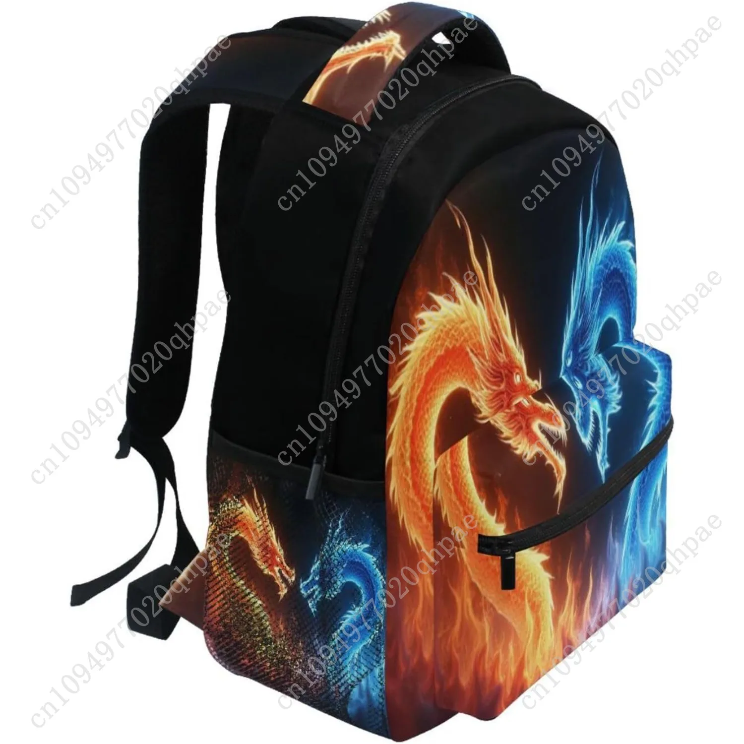 Kcldeci Red Blue Fire Dragon School Backpack Galaxy Teens Girls Boys Kids Bookbag, Monster Animal Water Resistant Elementary Tra