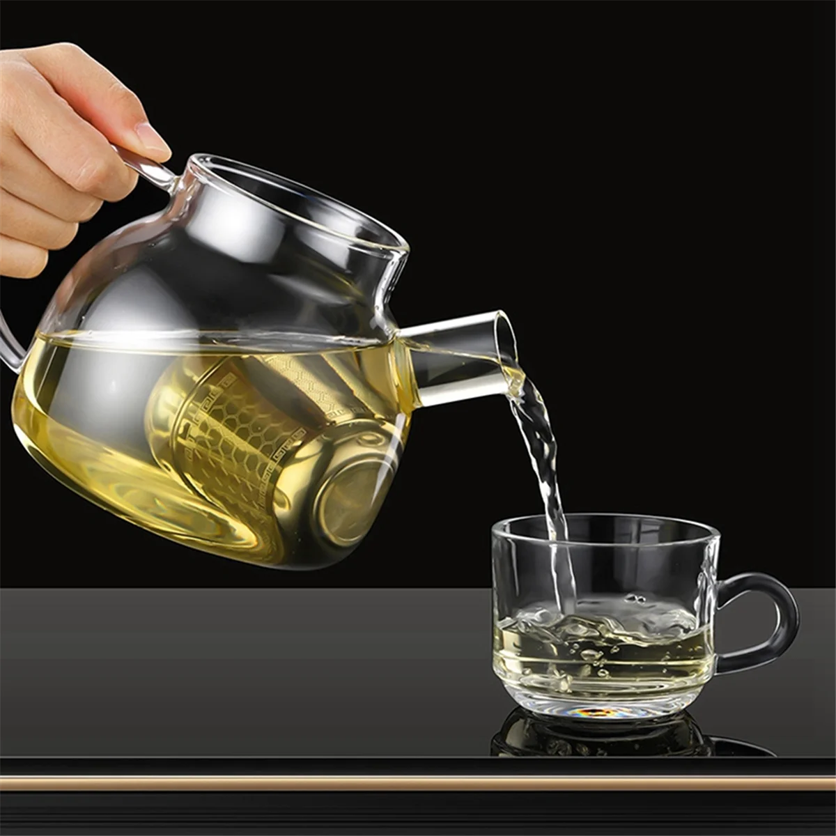 AT16 316 Stainless Steel Honeycomb Texture Tea Filter Teapot for Brewing Tea, Tea Compartment and Water Separation L