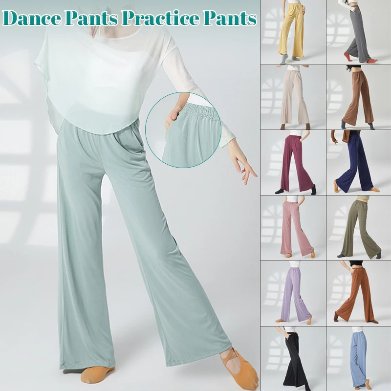 

Women Classical Dance Pants Elegant Straight Wide Leg Trousers Body Rhyme Modern Dance Yoga Practice Stage Performance Costume