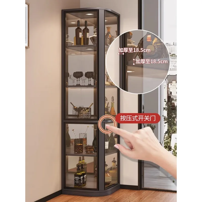 Corner display cabinet light luxury corner cabinet triangle wine cabinet wine rack solid wood eco-board living room dining side