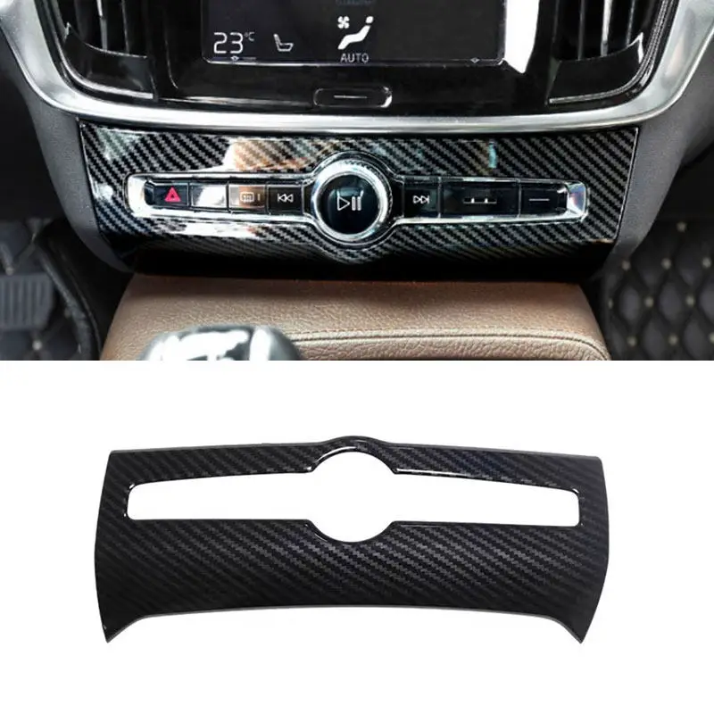 

Car Central Control Audio Adjustment Frame Knob Trim For Volvo XC60 2018 2019 2020 2021 -2025 Carbon Fiber Texture Accessories