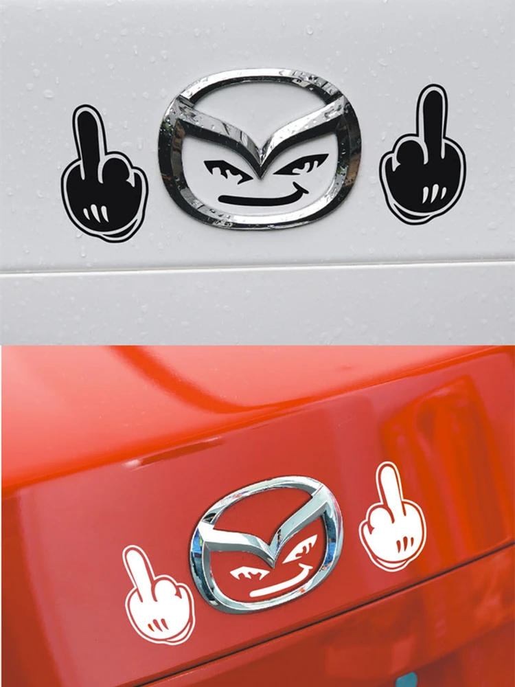 Car Stickers Middle Finger Funny Reflective Decoration For Mazda 3/6 Axela Atenza CX-30/4/5 Logo Trunk Auto Tuning Styling C40