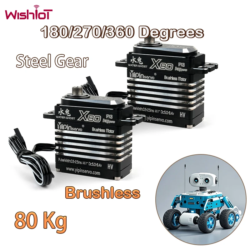 

Full Metal Digital Servo 80KG Steel Gear Brushless Motor High Torque 180/270/360 Degree Servos For DIY RC Cars Robot #T3