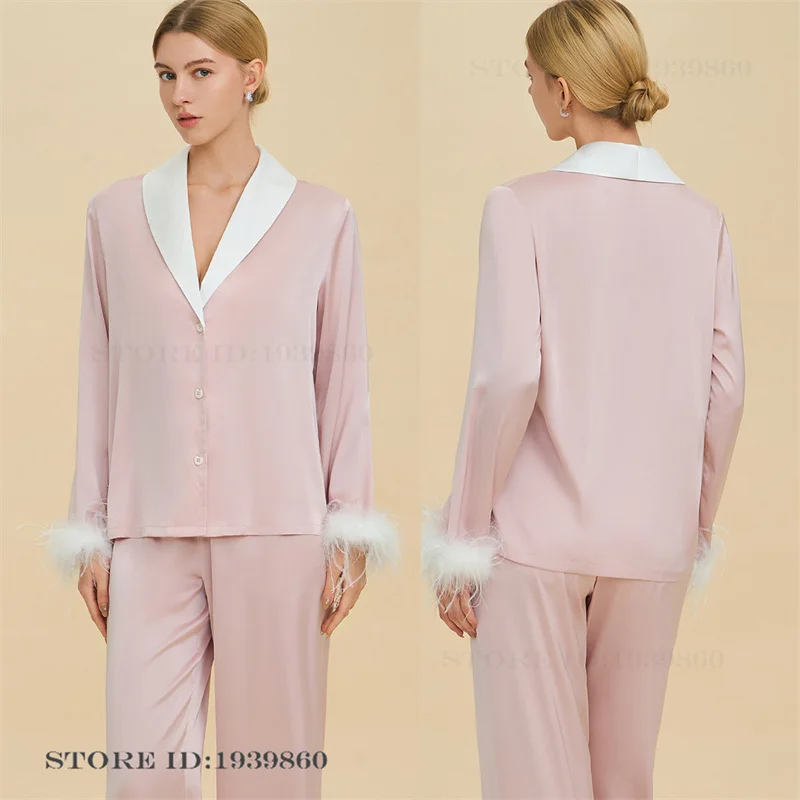 

Новые весенние женские пижамы: комплекты для дома, высококачественный костюм с длинными рукавами и брюками, шелковистая атласная пижама, одежда для сна и отдыха