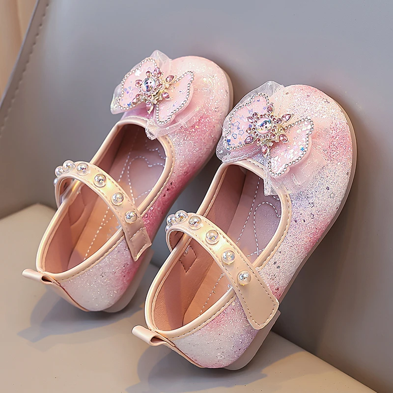 Girls Mary Jane Flat Shoes,Princess Dress Rhinestone Unique Rotatable Windmill Decoration, Toddler Girls Party Wedding
