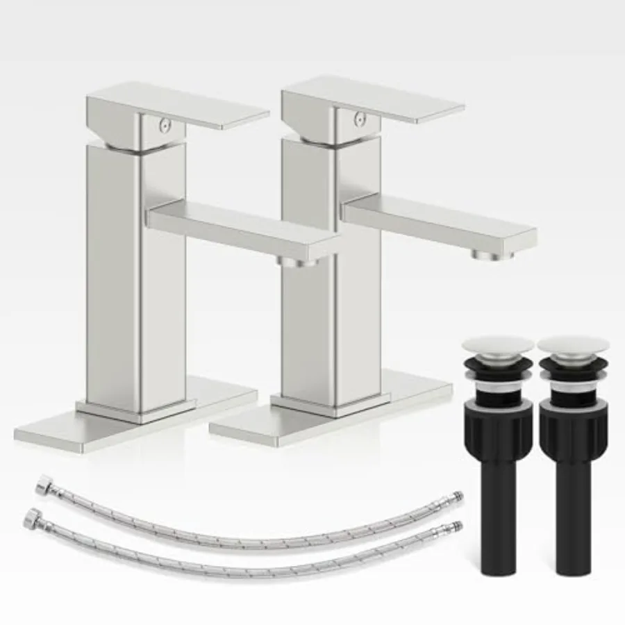 

Смеситель для ванной комнаты - 2 комплекта матовых смесителей для раковины с выдвижным сливом и 6-дюймовой декоративной накладкой, однорычажный, в современном фермерском стиле, для автодомов