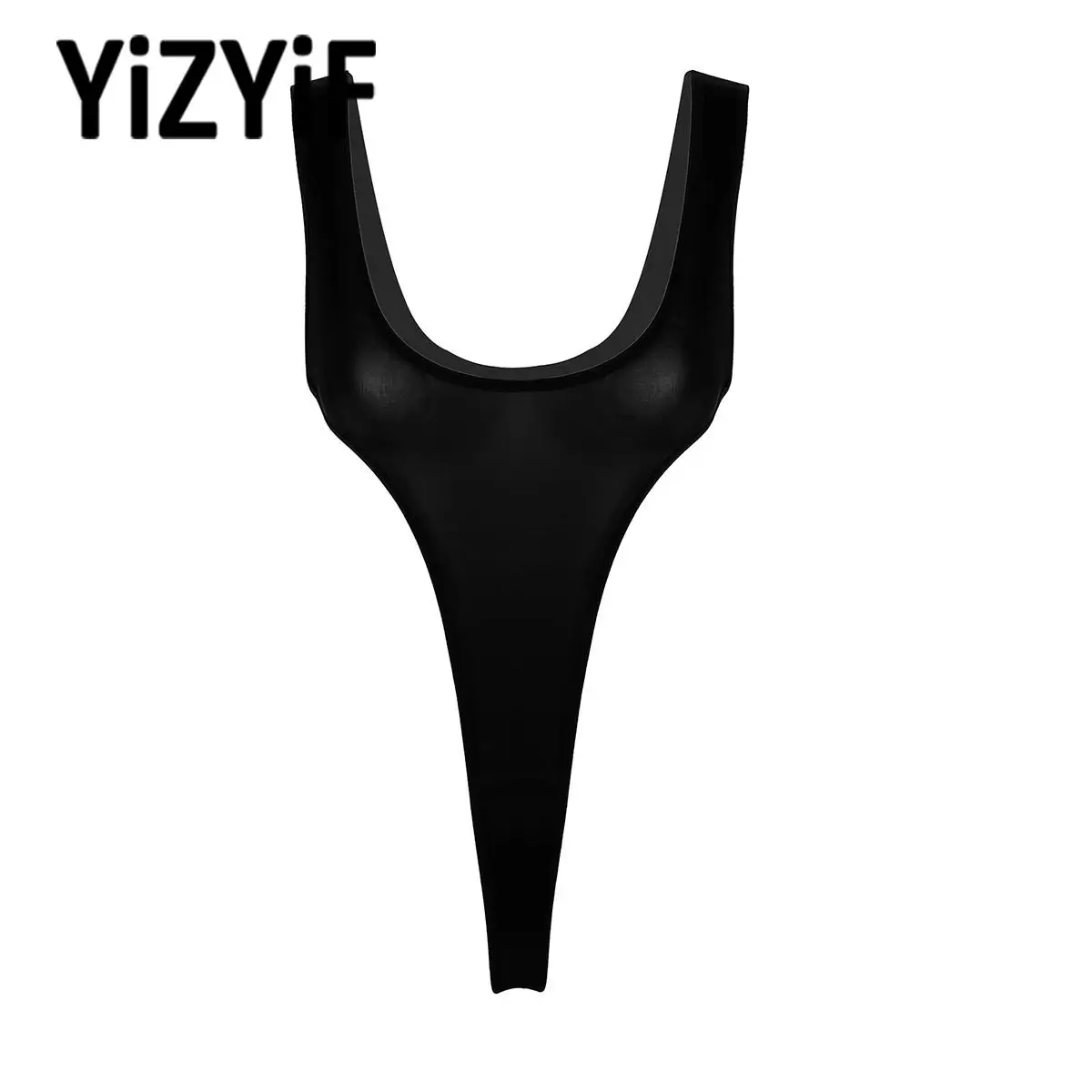 Sexy One Piece Swimsuit Women Female Swimwear High Cut Thong Leotard Swimming Suit See Through Lingerie Deep Scoop Neck Bodysuit