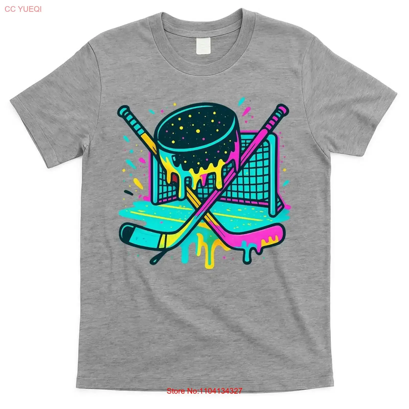 Hockey Ice Cream Drip T Shirt vintage Washed Slightly Soft designer clothes streetwear Top For Everyday Wear Comfortable