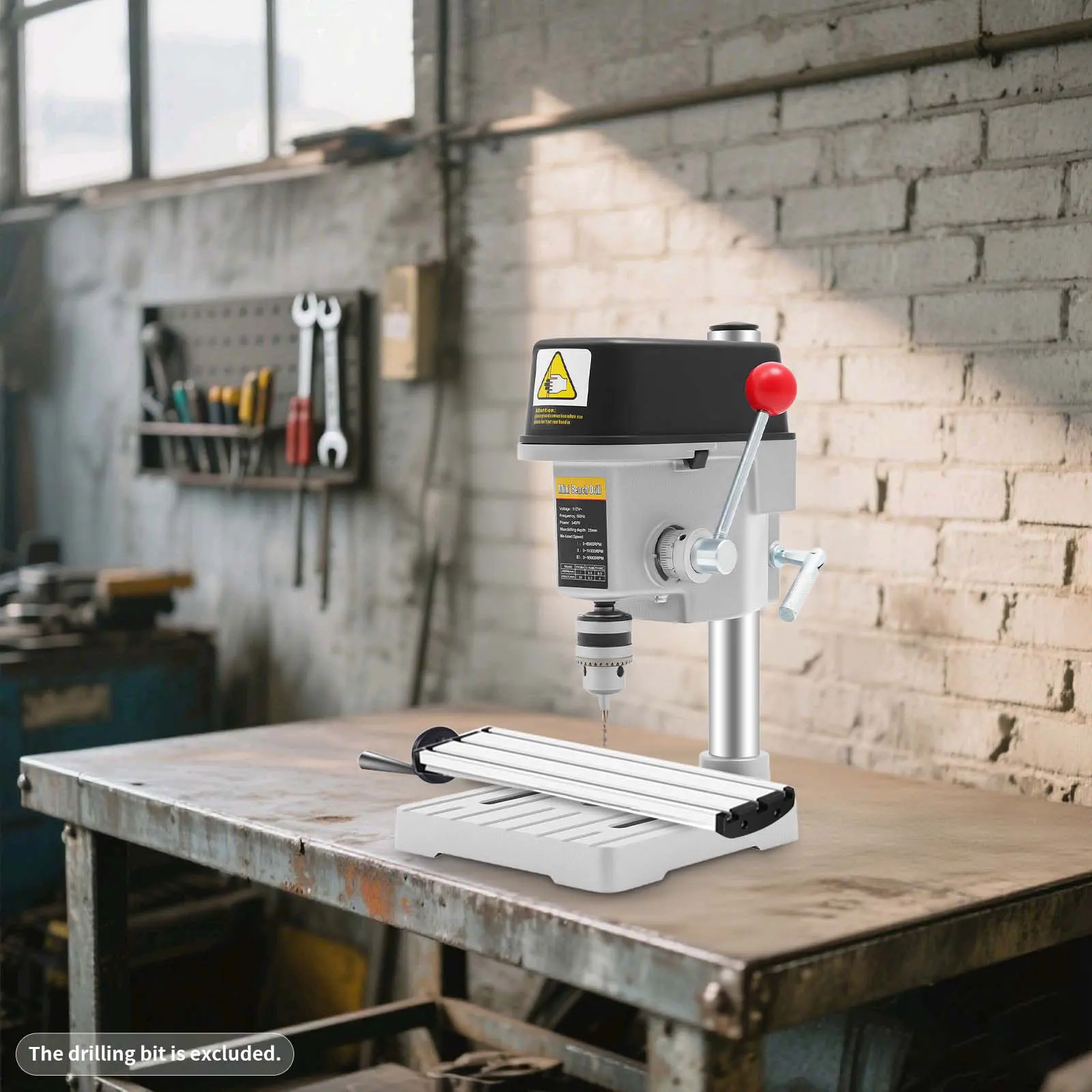 340W Mini Bench Drill Press, Table Drill Tabletop Drilling Machine with 3-Speed Adjustable for Wood Metal Plastic DIY Craft
