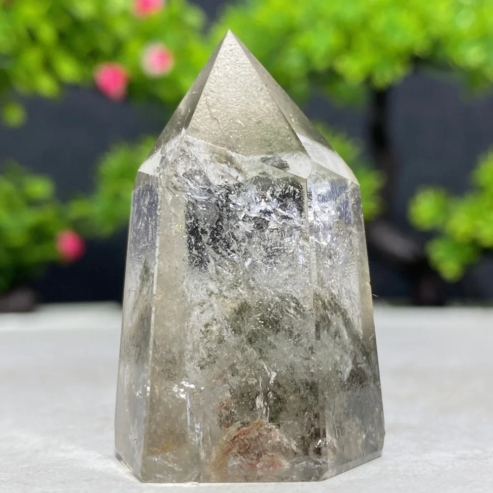 Natural Green Phantom Quartz Hexagon Prism Tower High Quality Ghost Crystal Spiritual Reiki Gift Stone for Home Decoration