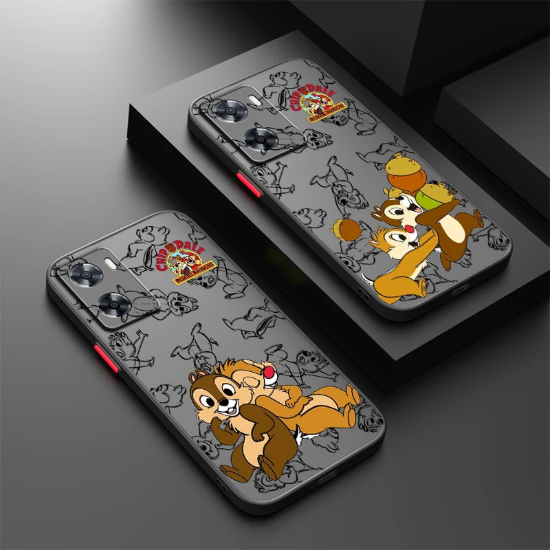 Cute Chip And Dale Frosted Translucent For OPPO X5 X3 A54S A5 A94 A16 A53S A57 A74 A72 A96 A98 A78 5G TPU Phone Case