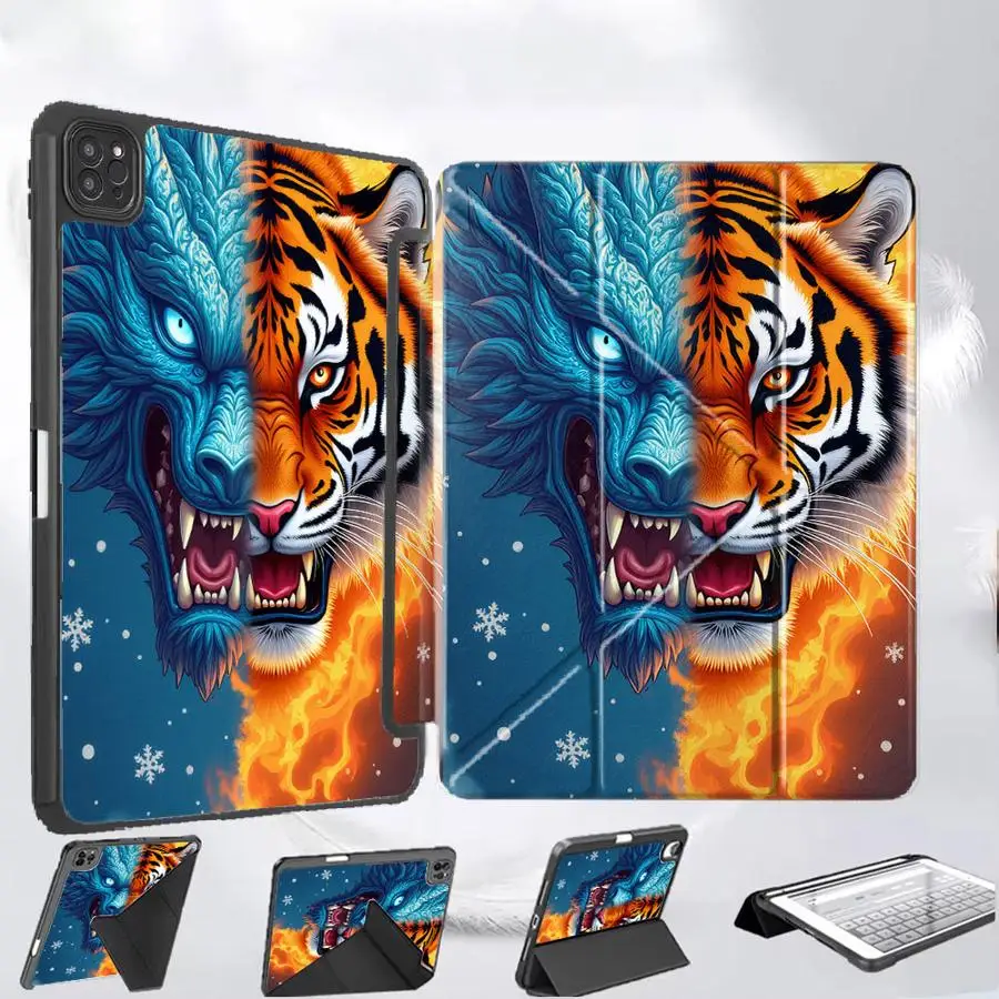 

Lce Dragon And Fire Tiger Holder Cover Tablet Case For iPad Air 4 5 M3 M2 M4 11inch Pro 11th 10th 9th 8th 7th 12.9inch Mini 6 7