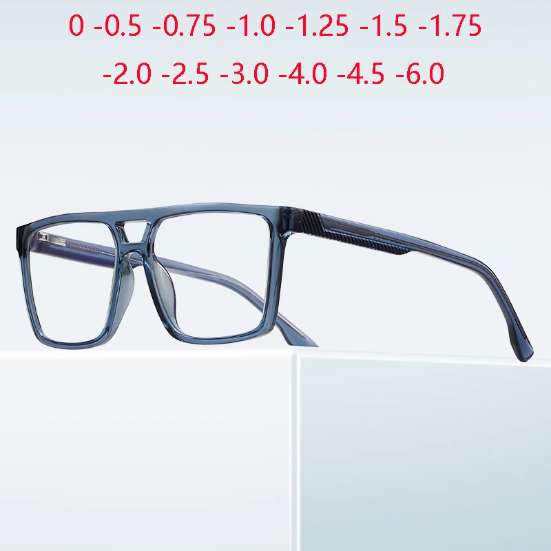 Pilot Double Beam Square Minus Degree Dioptrienbrille Herren TR90 Korrektionsbrille für Kurzsichtige 0 -0,5 -0,75 bis -6,0