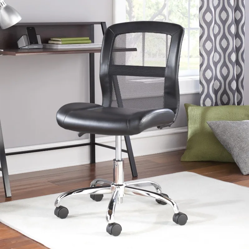 

Mid-Back, Vinyl Mesh Task Office Chair, Black，smooth rolling and swivel movement，metal base