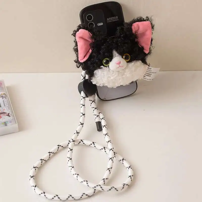 15cm Devon Cat Plush Coin Purse Messenger Bag Shoulder Bag Mobile Phone Back Clip Exquisite Gift Sweet Gift For Girls And Ladies