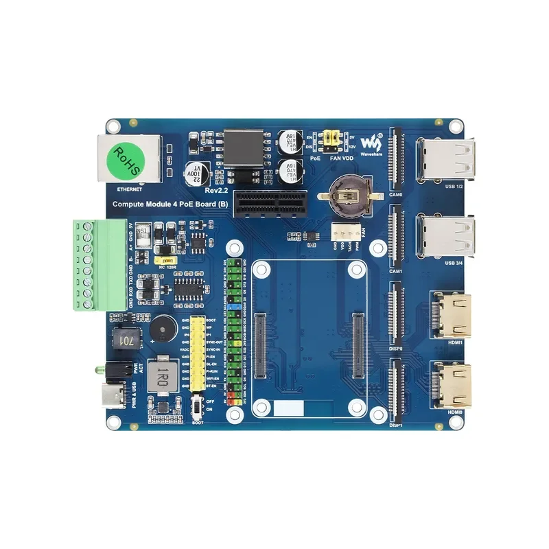 Light Snow for Raspberry Pi CM4 PoE Expansion Board B Type with 2-Channel DSI CSI Interface 4-Channel USB and Housing