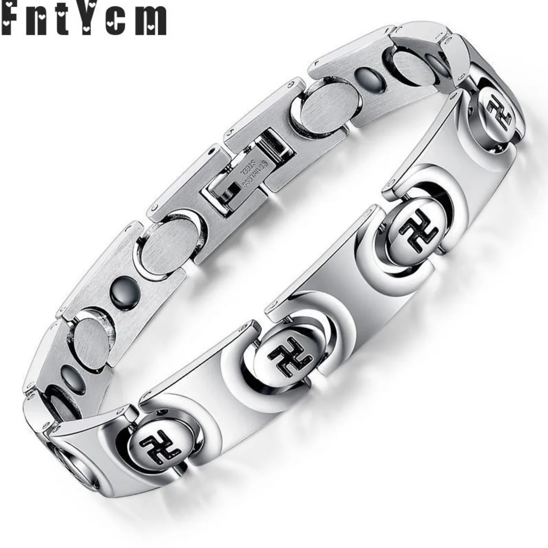 Magnetic Buddhism Swastika Therapy Buddha Charms Bracelet For Men Magnet Cuff Wristband For Relief Pain With Health Protection