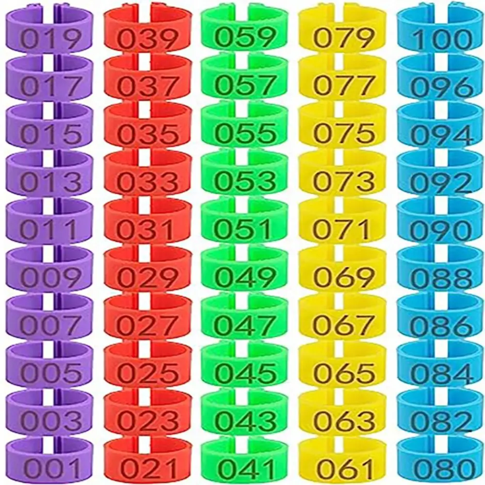 100 Uds con 001-100 anillo de pie de pollo ajustable numerado etiqueta marcador de pollo de plástico anillos de pierna de pollo pato ganso Paloma