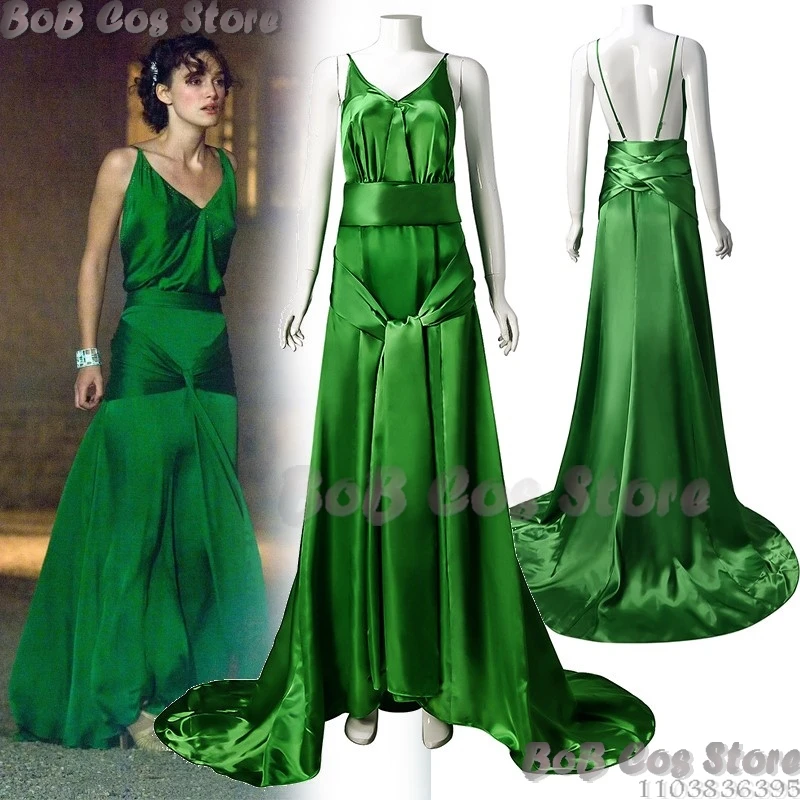 Green Dress Cecilia Tillis Cosplay Movie Atonement Heroine Costume Sexy Women Girl Christmas Holloween Party Roleplay Uniform