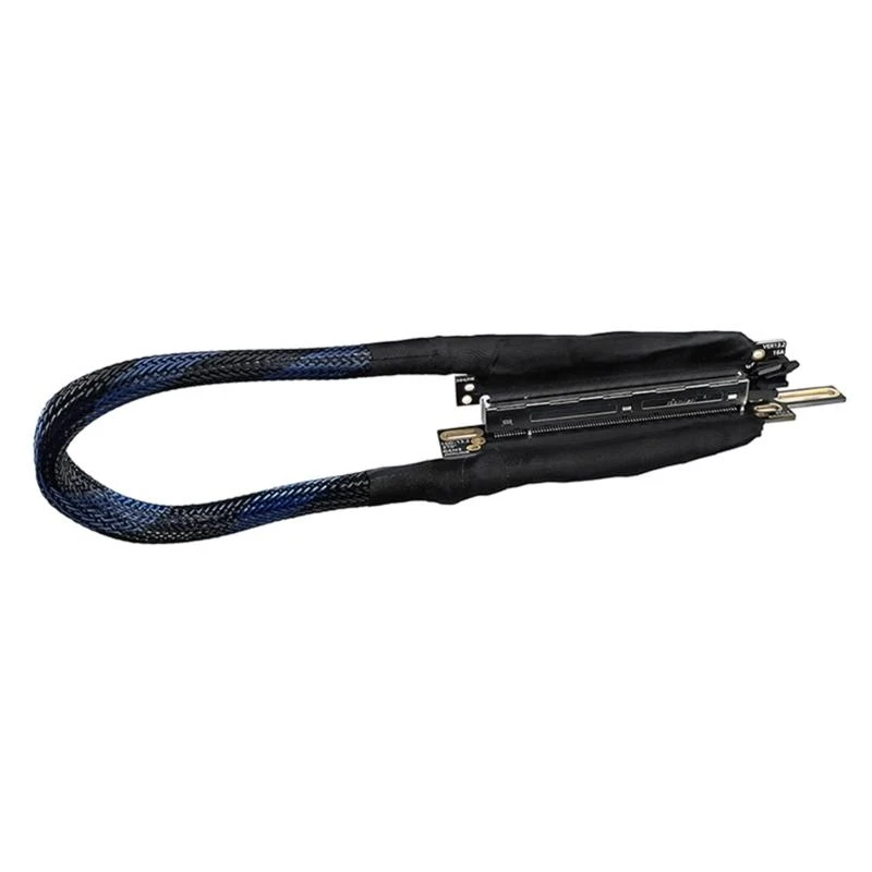 

PCIe 5.0 X16 GPU Extension Cable 270 Degree Flexible Braided Cord Left Entry For Fast Speed Graphics Card Stability