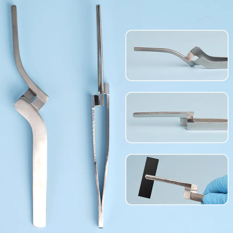 Stainless Steel Dental Articulating Paper Holder Tweezers Dentist Tool with Straight Curved Reverse Action Serrated Pliers
