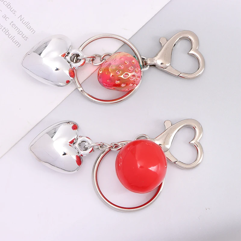 Portable Heart Shaped Keychain Bag Charm Silver Color Love Keyring With Delicate Pendant Fashionable Wallet Camera Accessory