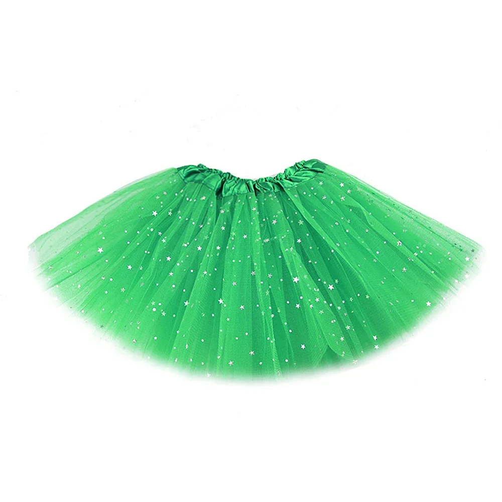 3Layer Women&Kid Fluffy Pleated Thin Mini Tutu Skirt Cosplay Party Parent-child Transparent Sequin Dance Performance Short Skirt