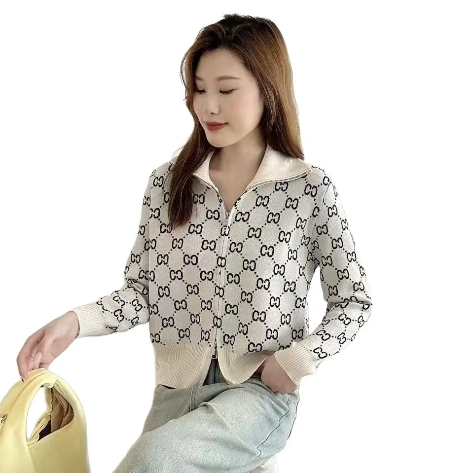 Veste tricotée en Jacquard à col demi-tortue, nouveau Style, fermeture éclair, lettre de haute qualité, à la mode, printemps automne