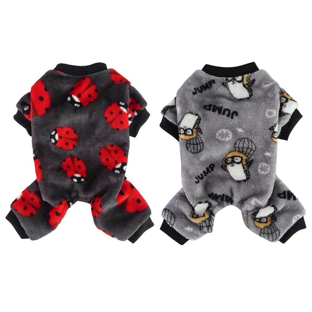 Fleece Dog Pajamas for Small Dogs Fall Winter Dog Clothes Pjs Cute Dog Sweater 4 Legs Puppy Jumpsuit Soft Stretchy Dog Onesie