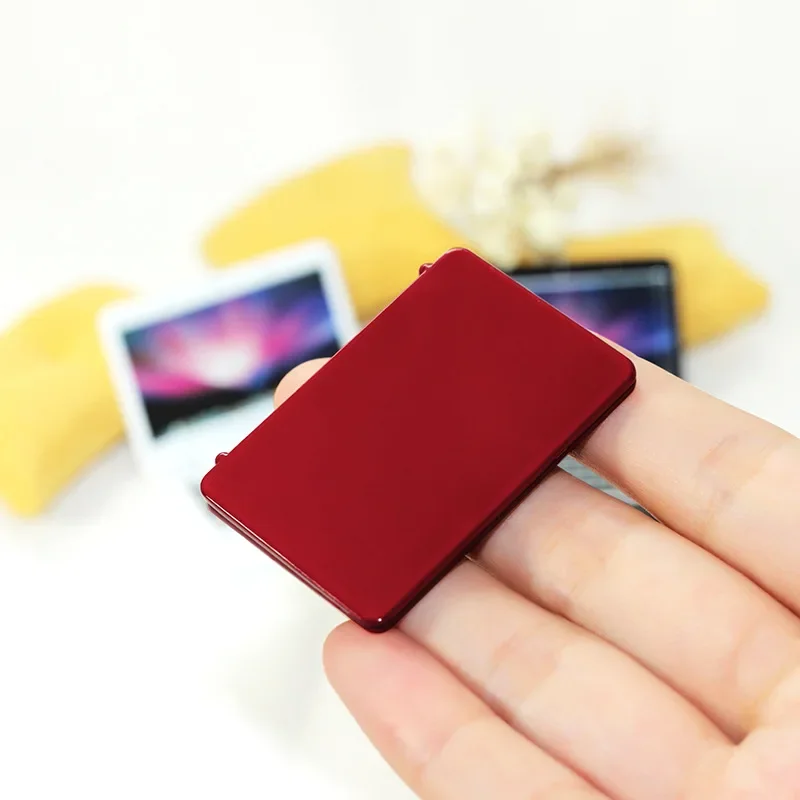 Mini Opvouwbare Kantoor Laptop Miniatuur Poppenhuis Items Simulatie Computer Model Mobiele Telefoon Poppen Decoratie Accessoires Speelgoed