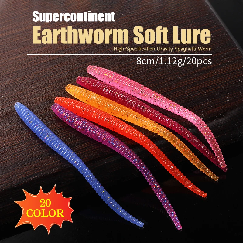 Supercontinent A Slow SinkingTrout Worm Soft Baits  Artificial Fishing Lures Sea Worms Earthworm Fishing Soft Lures Wobblers