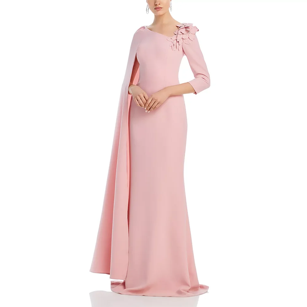 

Асимметричные вечерние платья с вырезом в форме лодочки и жемчужной аппликацией, длинные рукава, выпускные платья, прямое длинное платье на заказ