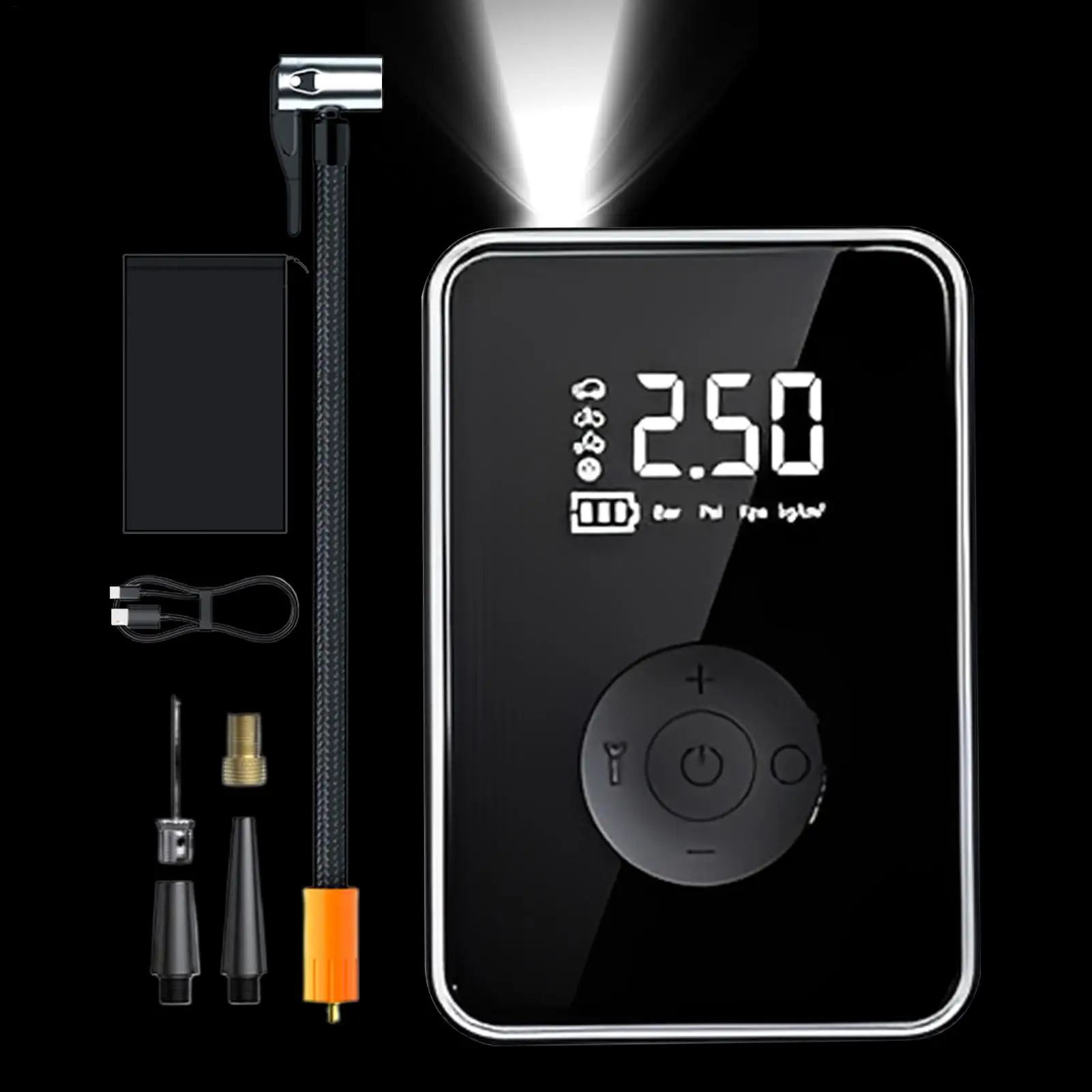 

Портативный воздушный компрессор для накачивания шин, беспроводной цифровой насос с легким перезаряжаемым электрическим воздушным насосом с автоматическим отключением для