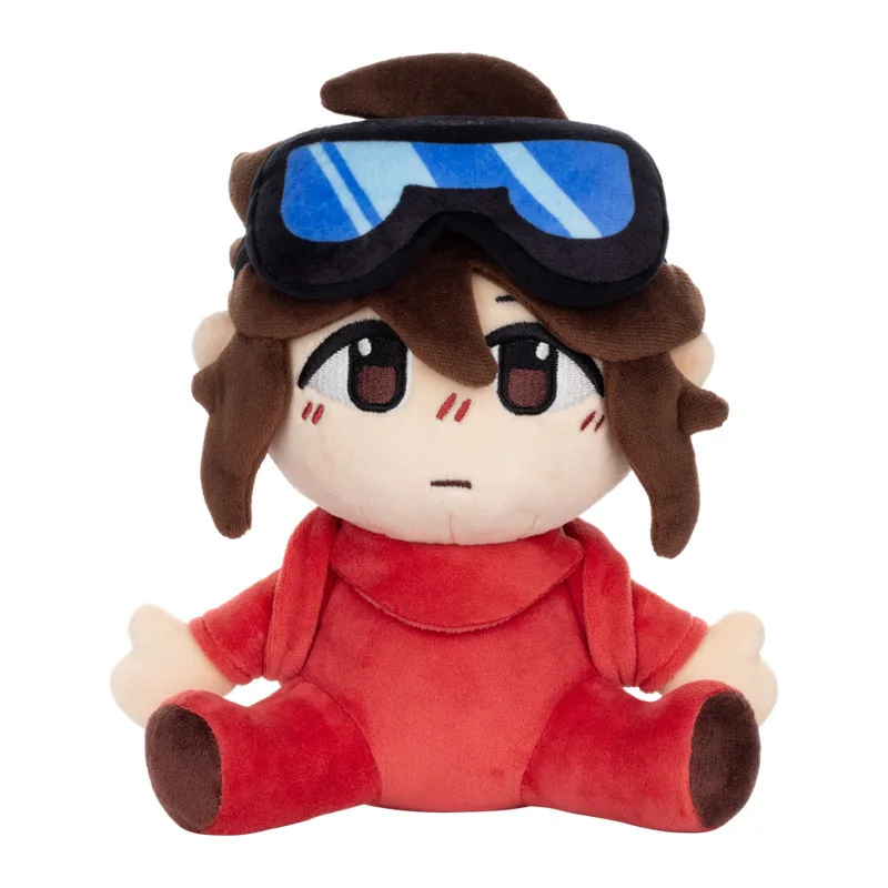 

Santi Peluche Plush Toy Cartoon Character Red Outfit Goggles Stuffed Animal Collectible Doll Kids Fans Anime Gift