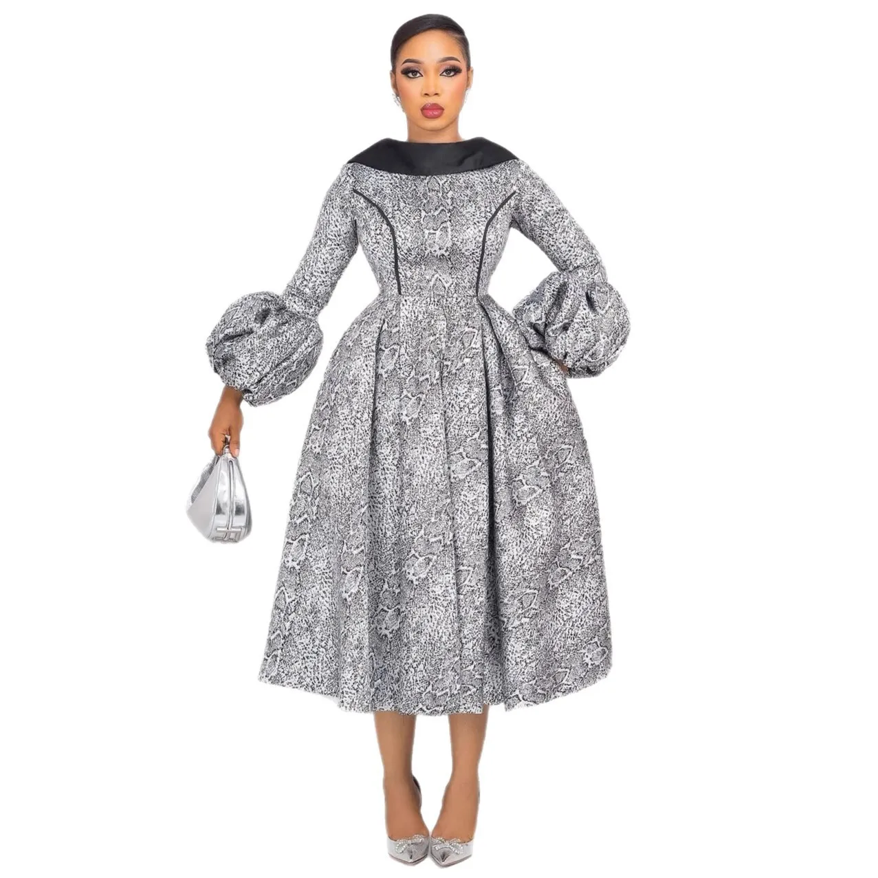 

African Dresses for Women Elegant 2025 Dashiki Autumn Summer Midi Dress Ladies Traditional African Clothing Gowns Outfits