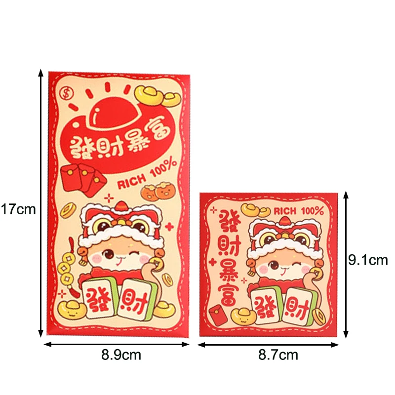 6Pcs Cartoon Snake Year Red Envelopes Cute Lucky Money Bag Spring Festival Red Packet Chinese New Year Red Envelopes Gift