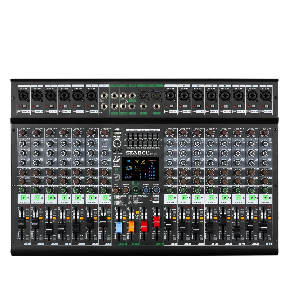 STABCL professional 8 12 16  channel mixer with 99 mixed effects Blueteeth balanced stage performance