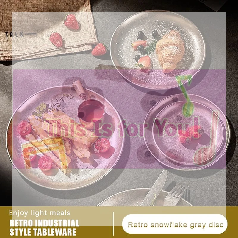 【MA】Stainless Steel Plates Vintage Multi-Function Storage Tray Classical Durable Western Dish Steak Dessert Plate Table Decor