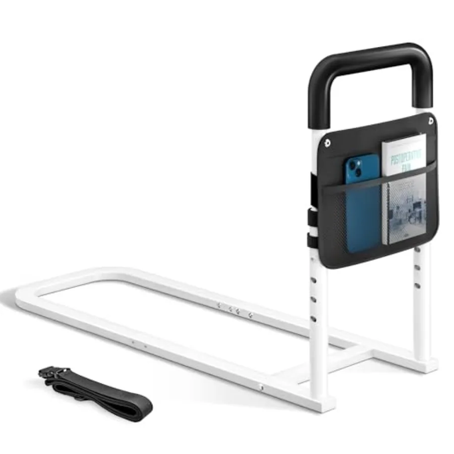 

Прикроватные ограждения для кроватей для пожилых людей - регулируемые ограждения из плоских труб с карманом для хранения и нескользящей ручкой.