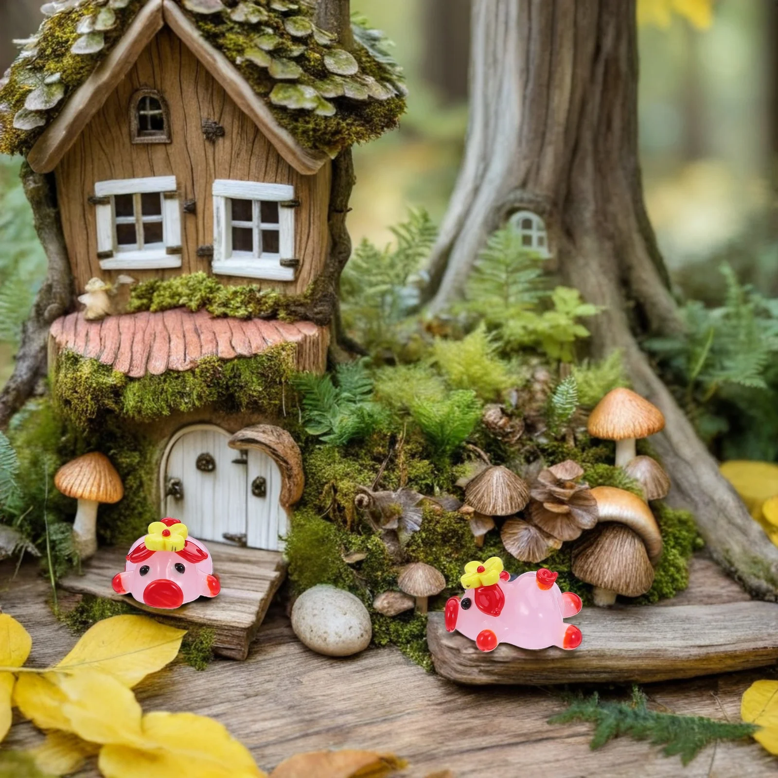 

2Pcs Glass Pig Sculpture Miniature Hand Blown Farm Animal Decor Home Office Table Ornament Miniature Glass Pig