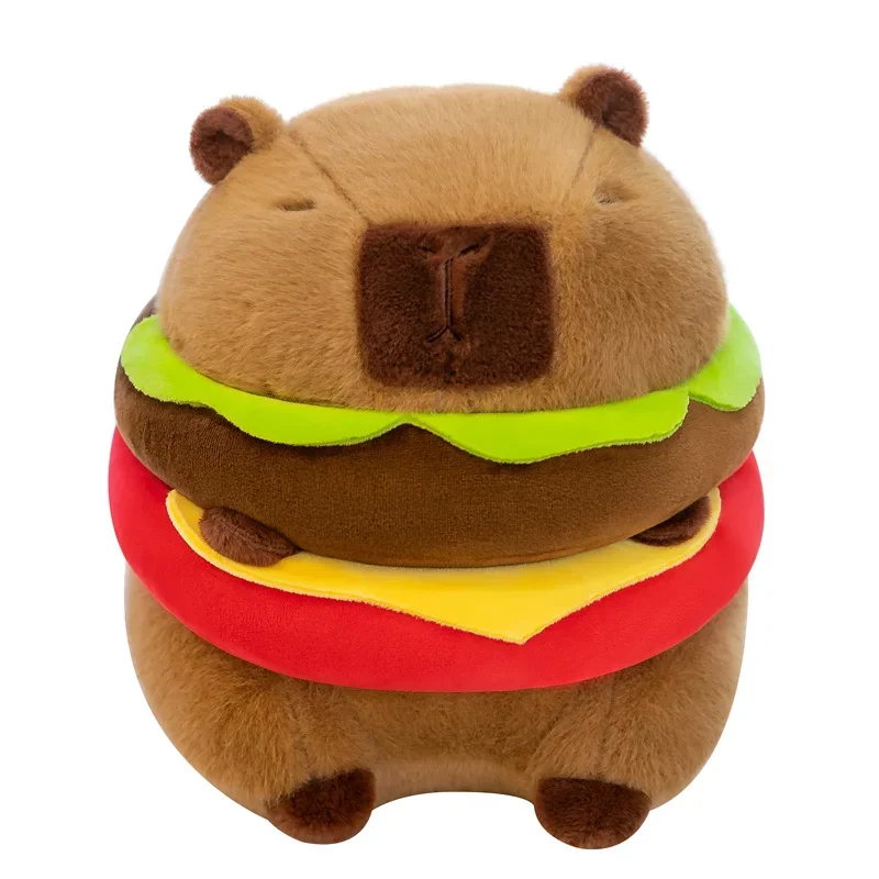 20cm Capybara Plush Toy Kawaii Fashion Plushie Doll Hamburger Capybara Gifts for Girlfriend Car Accessories Kid's Birthday Gif