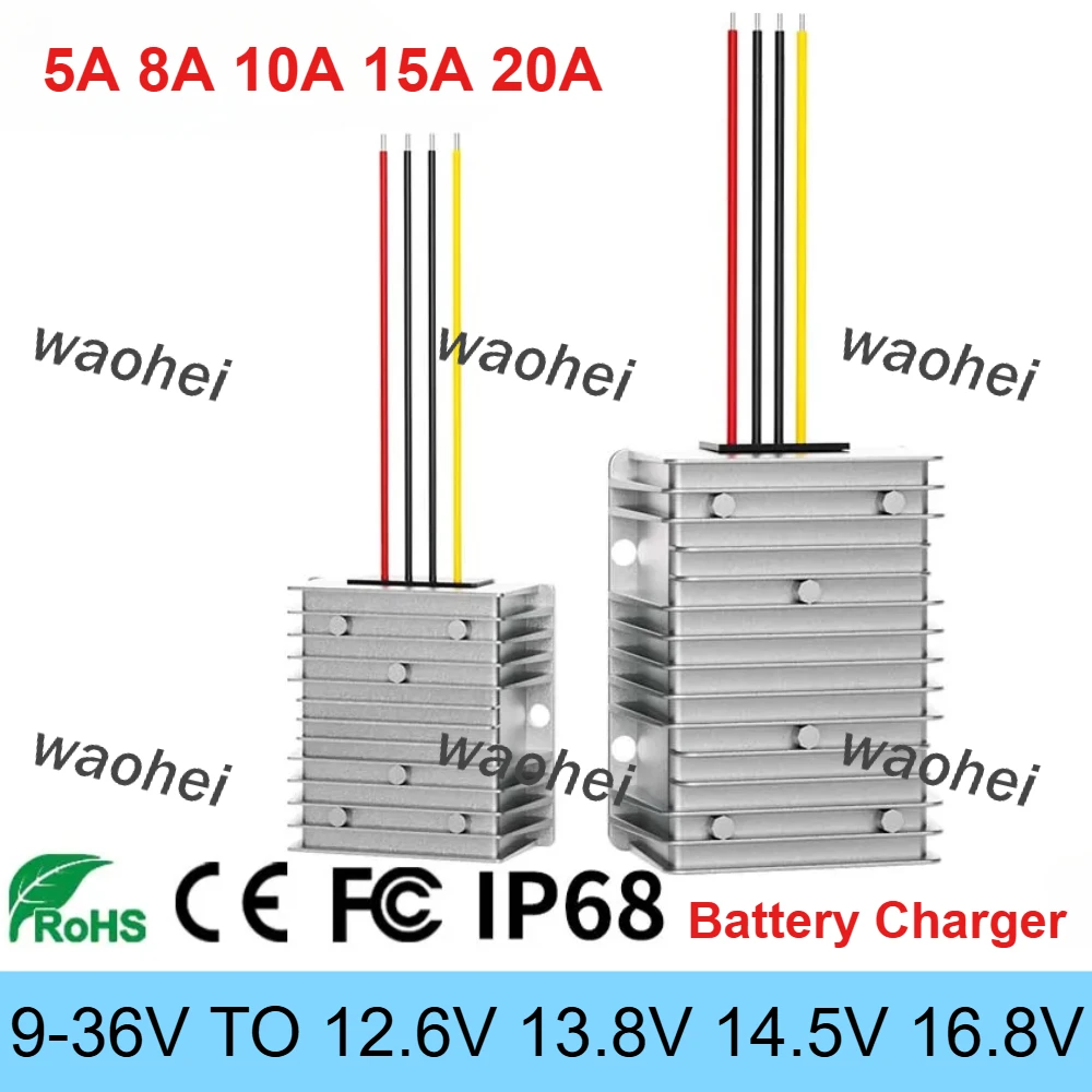 

9-36V to12.6V13.8V 14.5V16.8V 12VLithium Battery Charger Boost Step-down DC 5A-25A Dual Battery System Lead Acid Battery Charger