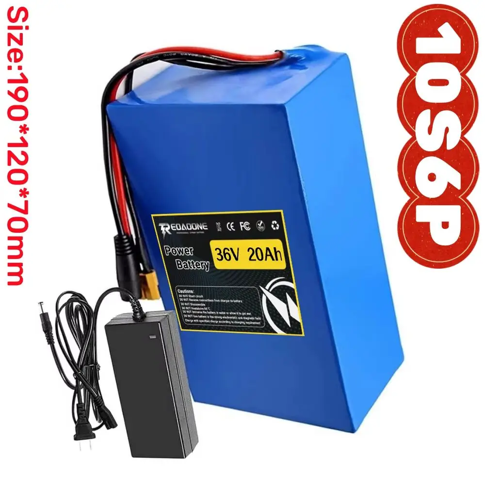 10S6P 36V 20000mAh High-capacity Rechargeable 18650 Li-ion Battery Built in BMS Suitable for Electric Scooter Battery.