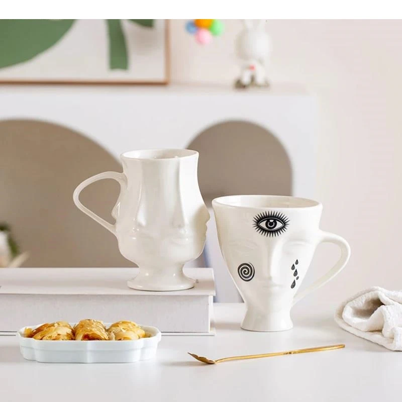 Creative Human Face Ceramic Mugs Abstract Art Cup Dining Table Coffee Mug Milk Cups Afternoon Tea Teacup Fruits Juice Container
