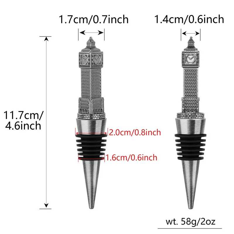 Tapón de Metal Vintage con forma de Big Ben para vino, tapones de botella para Club, fiesta, boda, Ahorrador de champán, regalo de recuerdo de Londres