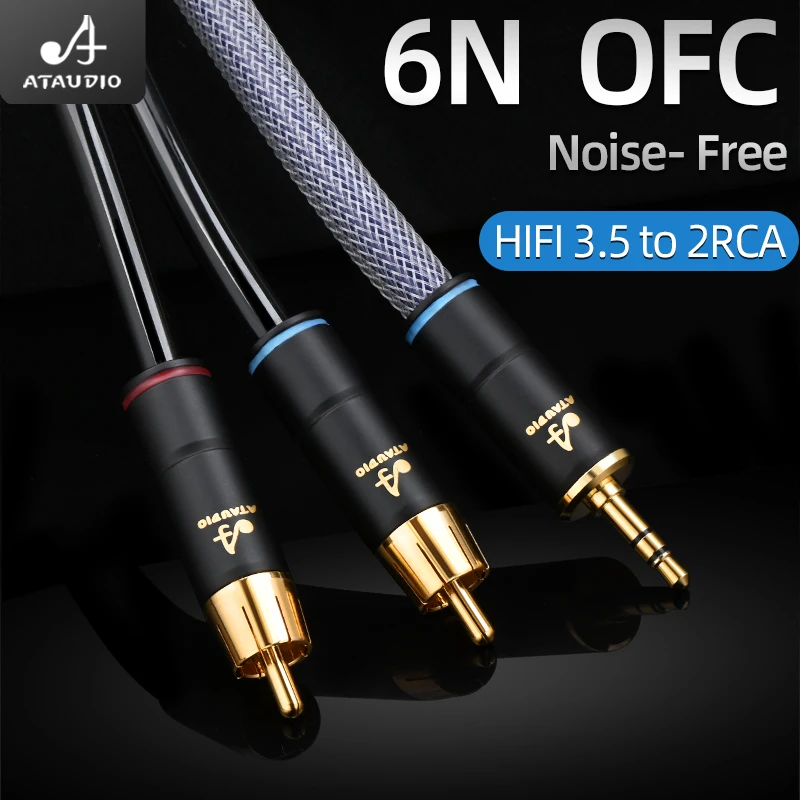 HIFI 3.5mm do 2 RCA stereofoniczny kabel Audio 6N OFC RCA Audio-Cable 3.5 Y Splitter do miksera wzmacniacza