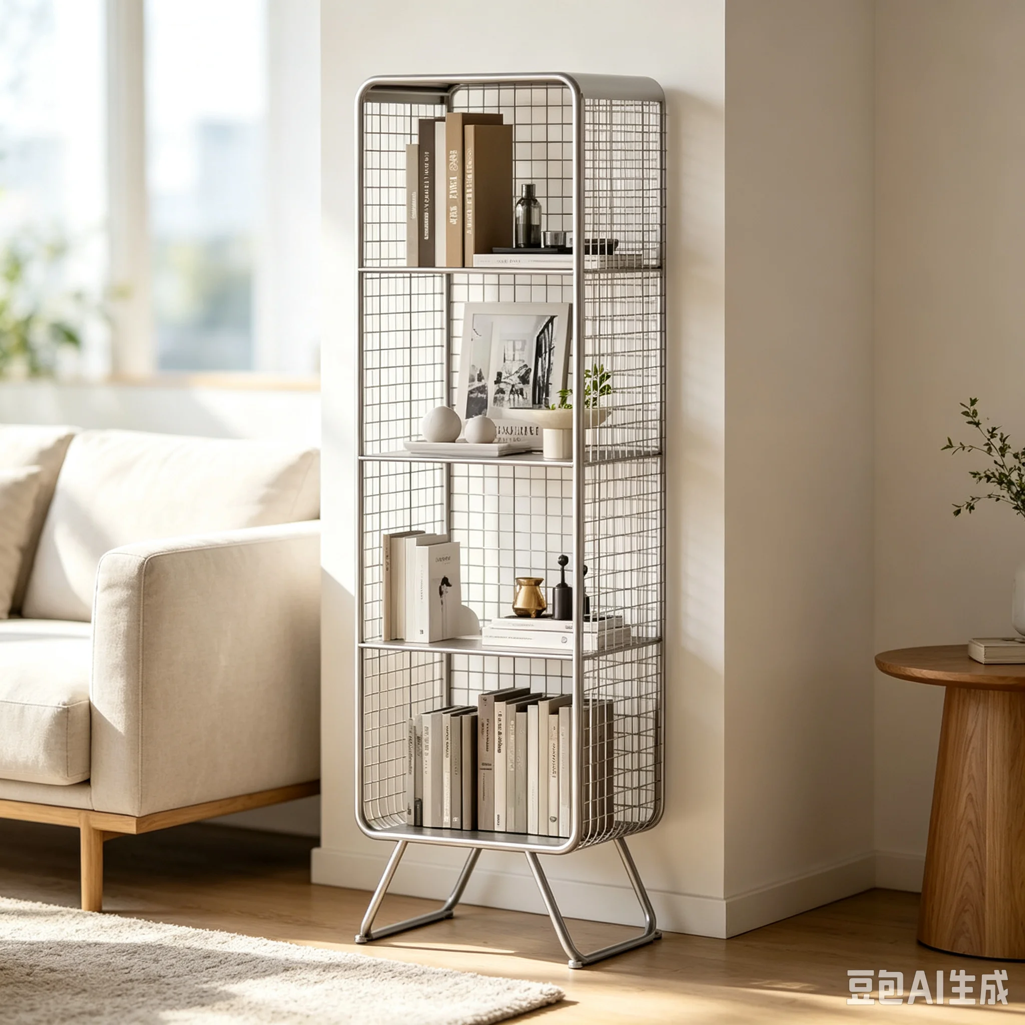 Nordic style Bookcase Multi-Tier Metal Storage Shelf Space Saving Living Room/Kids Book Organizer Sturdy Display Rack for Office